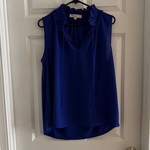 LOFT Women's Royal Blue Ruffled Blouse